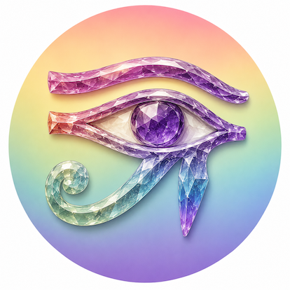 Œil d'Horus oudjat composé de cristaux multicolores